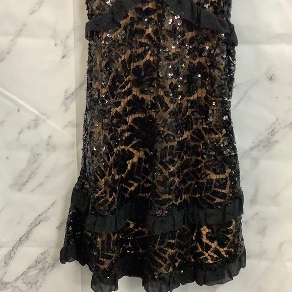 NWT- Michael Kors Sequined Lace Ruffle Dress - Picture 3 of 7